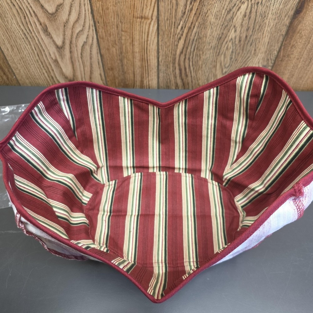 Longaberger Get Together Basket Liner Holiday Stripe Medium Fabric Red Christmas
